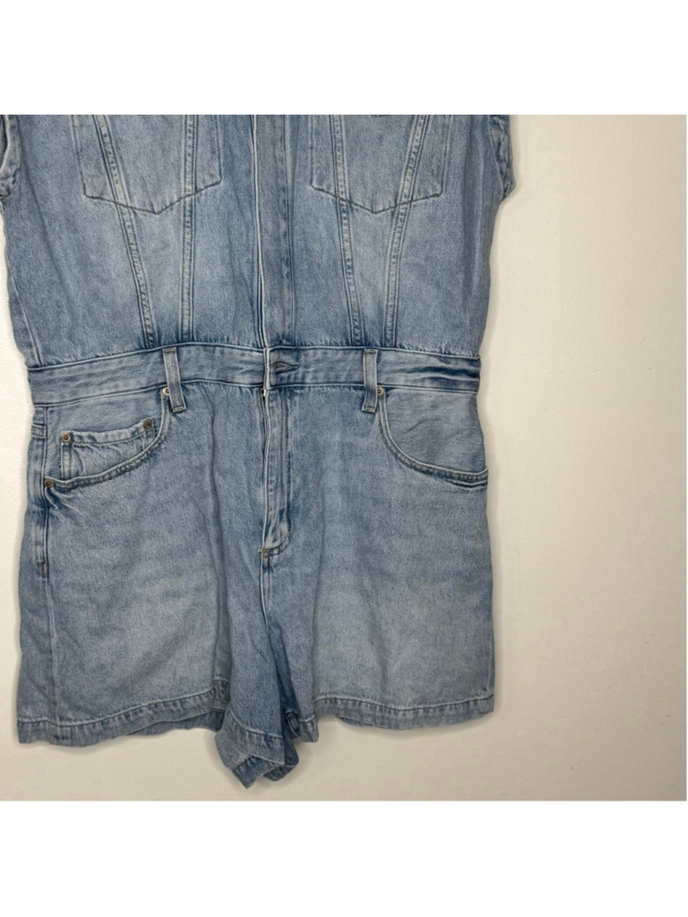 Pistola Denim Romper Shorts Jumpsuit Light Wash Belted Utility Size XXL - Picture 6 of 14